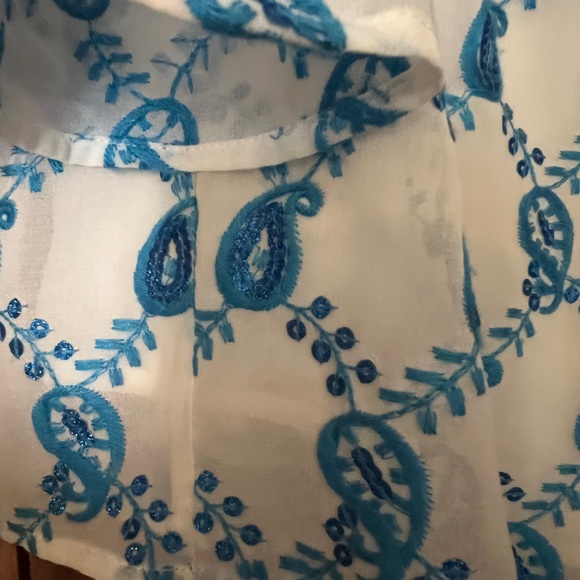Lilly Pulitzer Blue Paisley sparkle Off-Shoulder Top - Picture 5 of 6